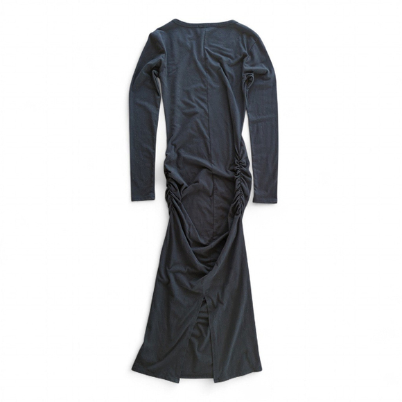 James Perse Black Skinny Sheath Ruched Midi Dress Sz S - Picture 4 of 7